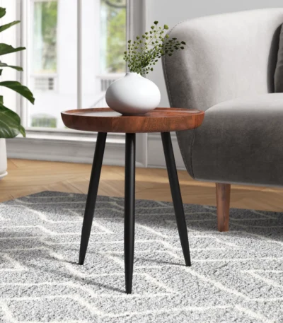 Solid Wood 3-Leg End Table