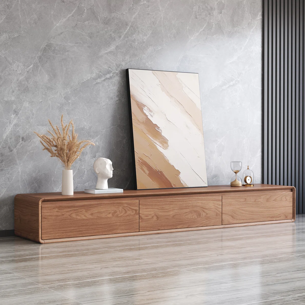 Modern+Walnut+TV+Stand+With+3+Drawers+For+Stylish+Living+Room+Storage-149982898 Walnut TV Stand 3 Drawers